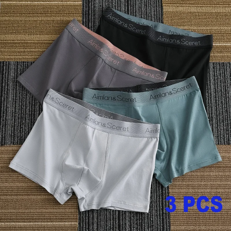 3 unids/lote de ropa interior Boxer para hombre, pantalones cuadrados de talla grande, pantalones planos deportivos transpirables, pantalones cortos cómodos de moda para jóvenes