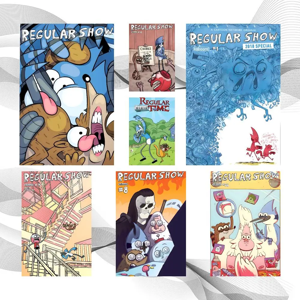Cartoon Popular R-Regular Show Poster Peel And Stick Wall Art Self Adhesive PP Waterproof Wall Decor Living Room Bedroom Gift