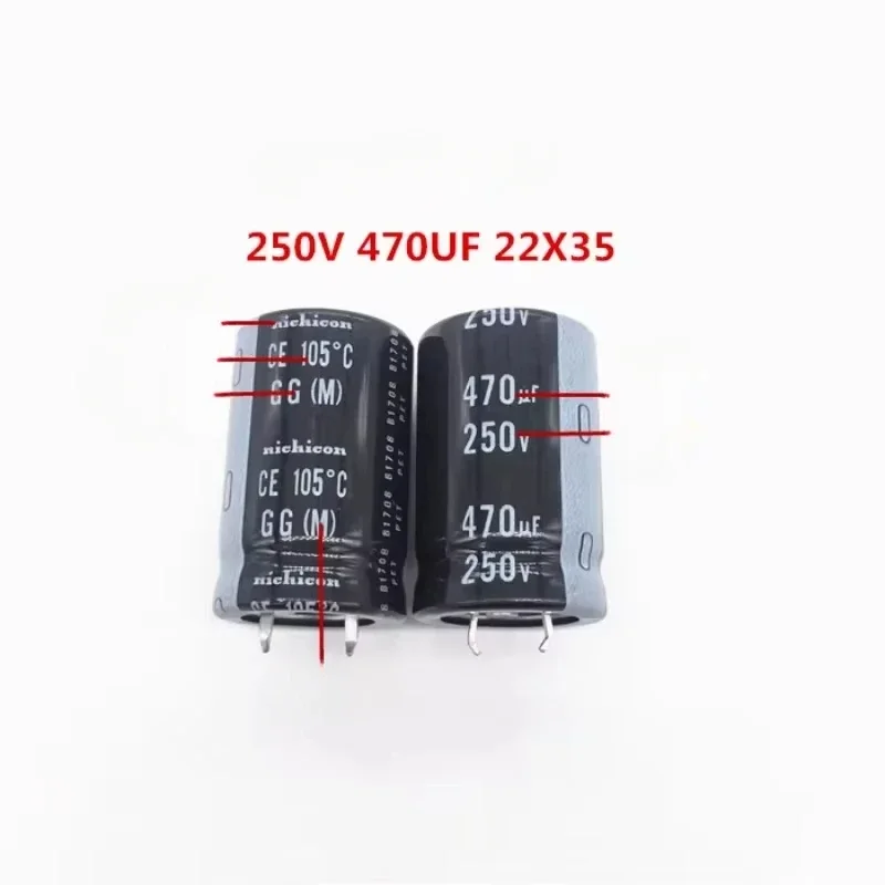 2 peças/10 peças nichicon série gg 22x35mm 250v470uf snap-in psu capacitor eletrolítico