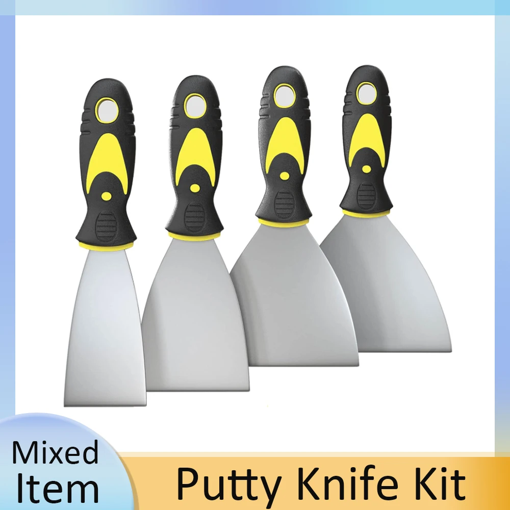 Stainless Steel Putty Scraper Knife Set, Rustproof Spackling Shovel Paint Remover Tool for Drywall Plaster Wall Construction