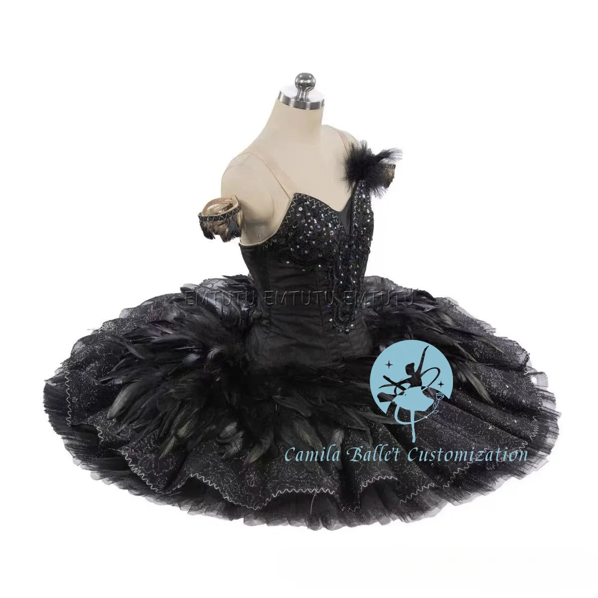 プロのカスタム染色ブラックスワンレパートリーバレエ国際競技会パフォーマンスチュチュスカート大人と子供