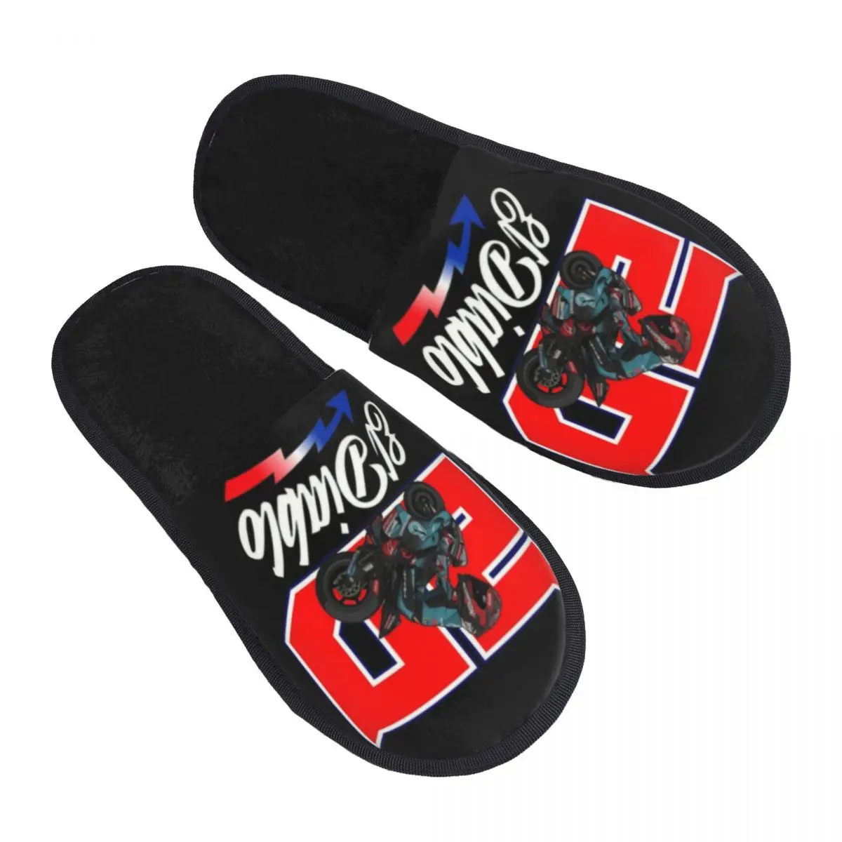 Custom El Diablo Guest Slippers for Bathroom Women Motorcycle Rider Fabio Quartararo House Slipper