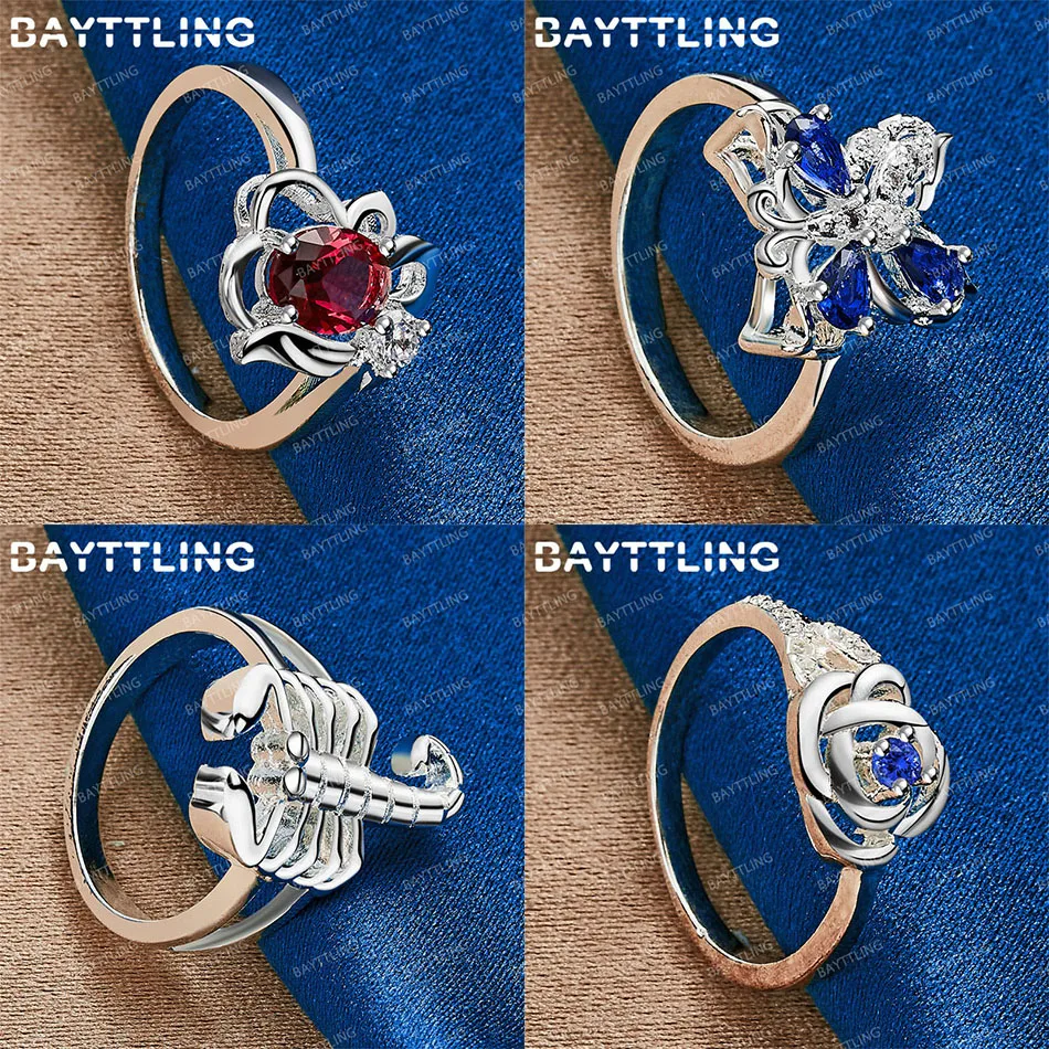 

Fashion 925 sterling silver 7/8/9/10 exquisite butterfly flowers zircon ring women's gift accessories jewelry wedding
