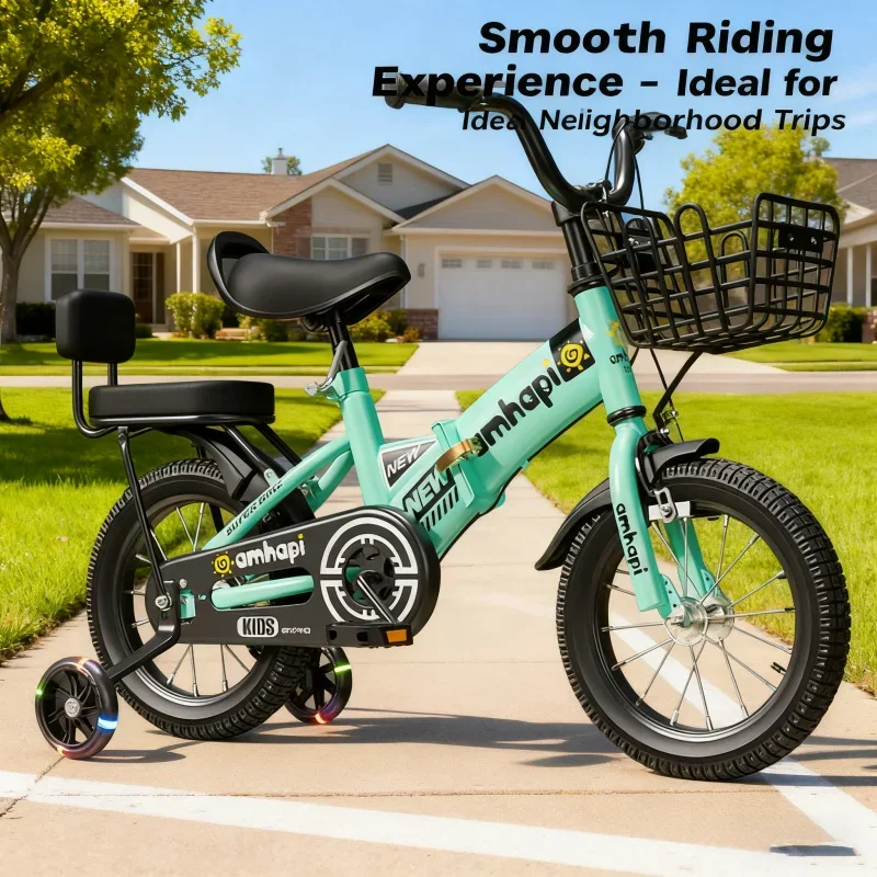 

Green Flashing Wheel Children's Folding Bicycle - Portable Stroller Toy Car Pedal Bike for 2-8 Year Old Kids