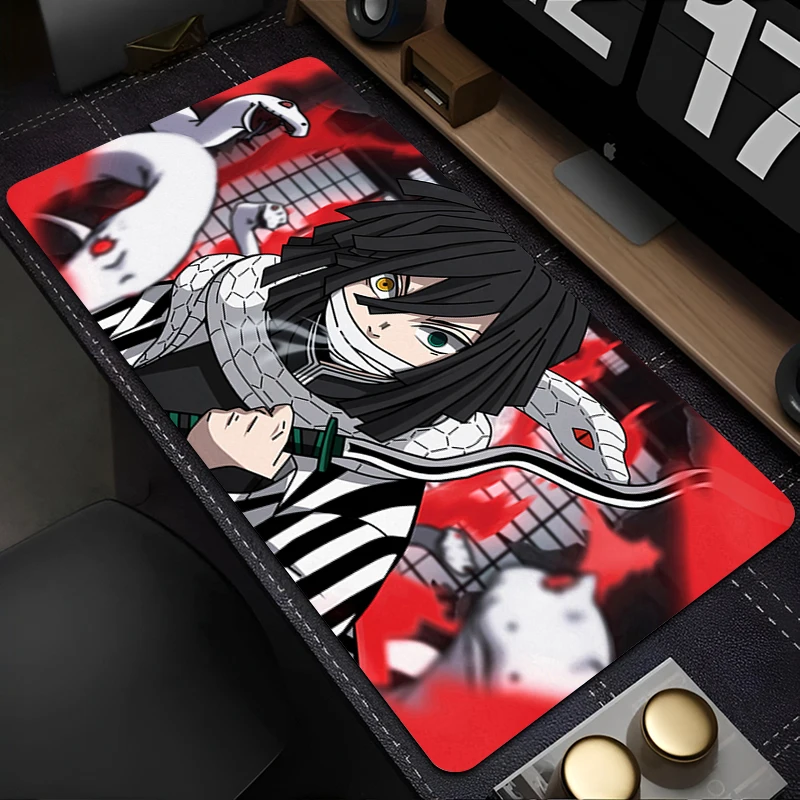 

Черно-белый коврик для мыши для ноутбука Snake Manga Obanai Iguro Коврик для мыши ПК Аниме D-demon Slayer Настольный коврик для геймера Шкаф для клавиатуры Коврик