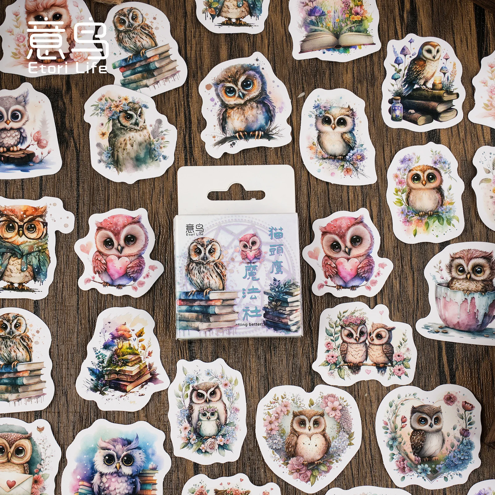 46Pcs Magic Owl Retro style box Decal decorative water cup notebook skateboard DIY decal classic toy