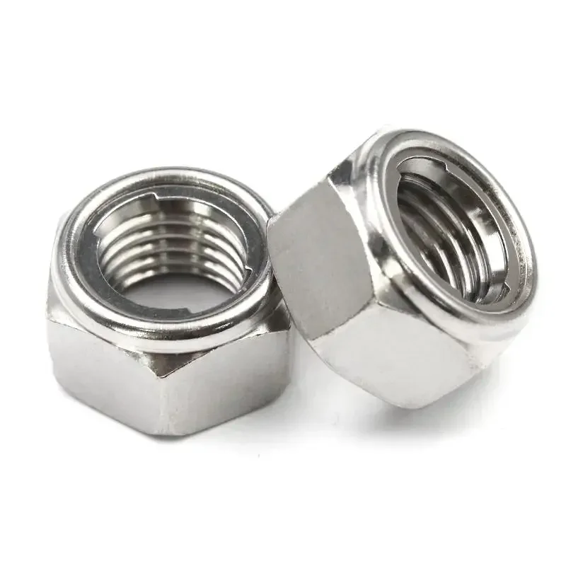 1-5pcs M3 M4 M5 M6 M8 M10 M12 M14 M16 M20 304 Stainless Steel Hex Hexagon Lock Metal Self-locking Nut  Slip Lock Nut