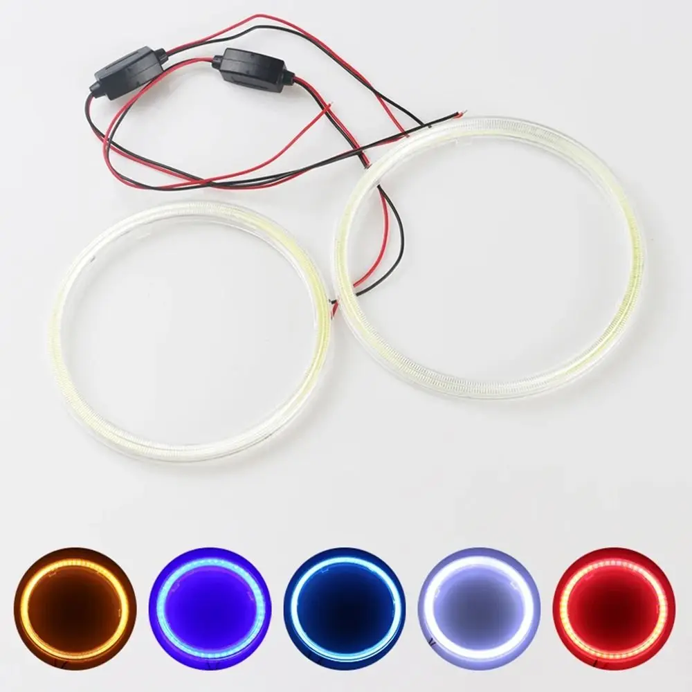 60mm 70mm Car COB LED Headlight Angel Eyes Bulb Halo Ring Lamp DC 12V DRL Fog Daytime Running Light Motorcycle Decorative Lights