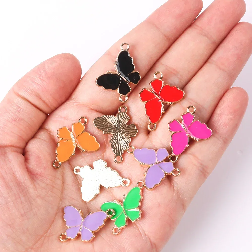 10pcs/lot 15x20mm Butterfly Charms Pendant Enamel Small Alloy Metal Charms DIY Jewelry Making Accessories for Necklace Bracelet