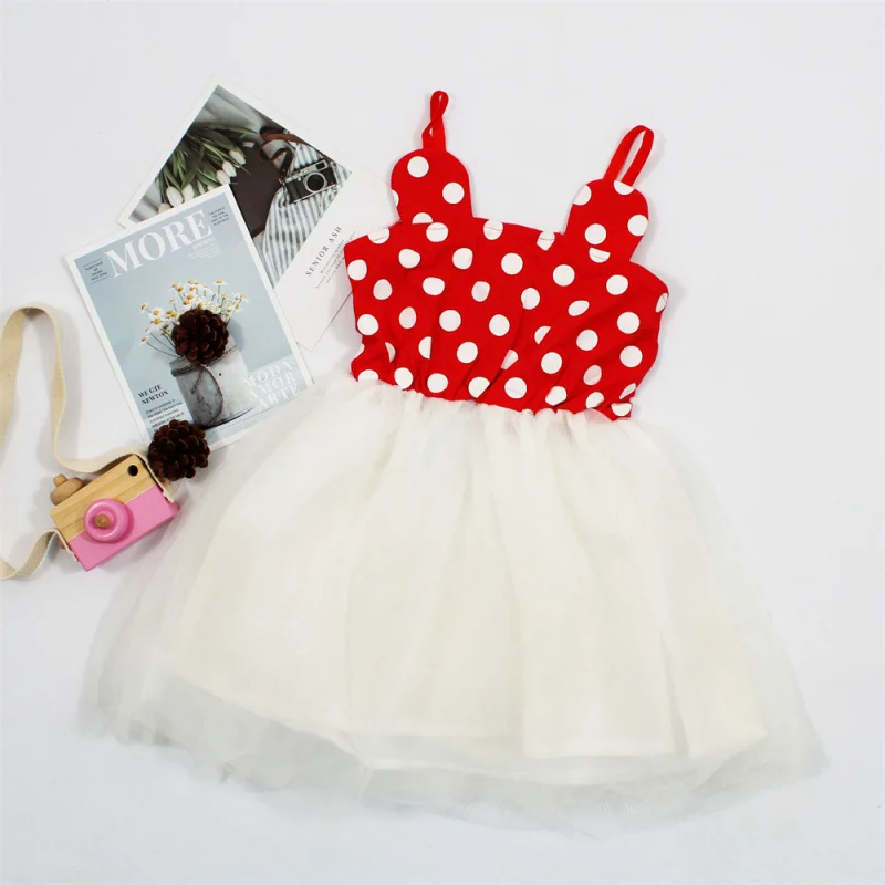 Girls dress summer new birthday Western style sleepveless chiffon children cartoon stitching mesh princess dress