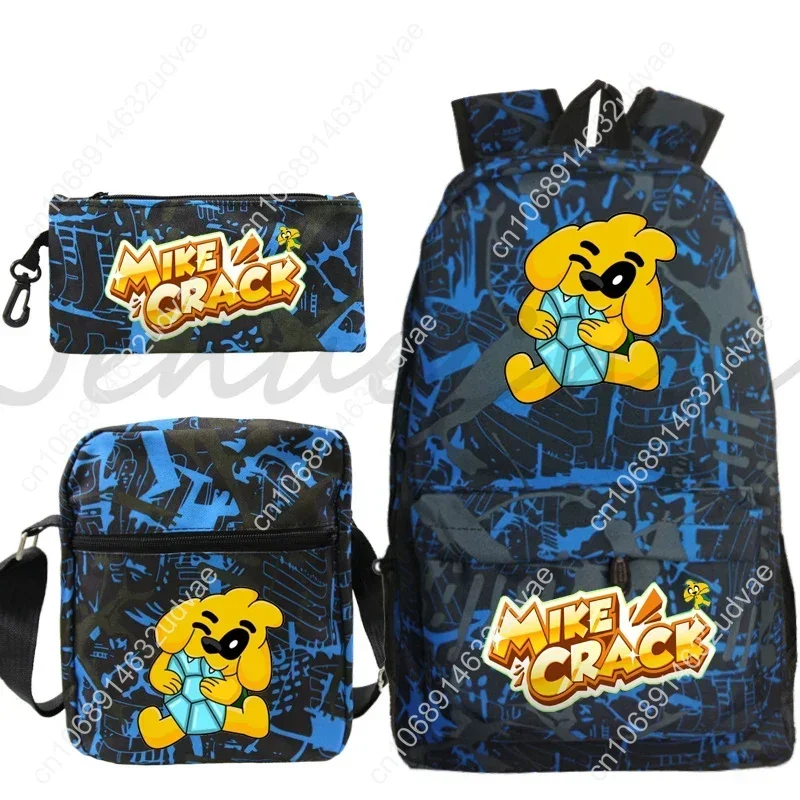 3pcs/set Mikecrack Backpack Shoulder Bag Pencil Bag Students Boys Girls Bookbag Travel Knapsack Mochila Back to School Back Pack