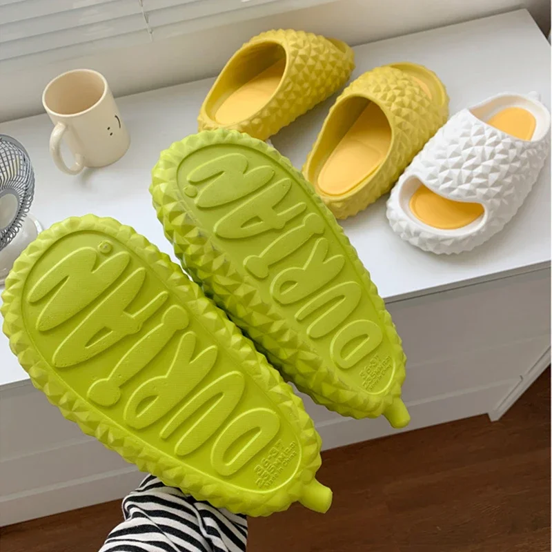 Funny Durian Slippers Thick Bottom EVA Couple Sandal for Men Women Platform Anti-Slip Sandals Soft Casual Bathroom Flip Flops