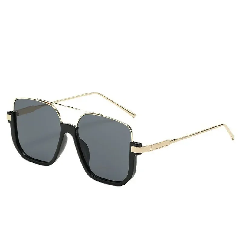 Mode Vintage Großen Quadratischen Sonnenbrille Halb Metall Rahmen UV400 Sonnenschutz Frauen Männer Trendy Marke Design Sonnenbrille Brillen