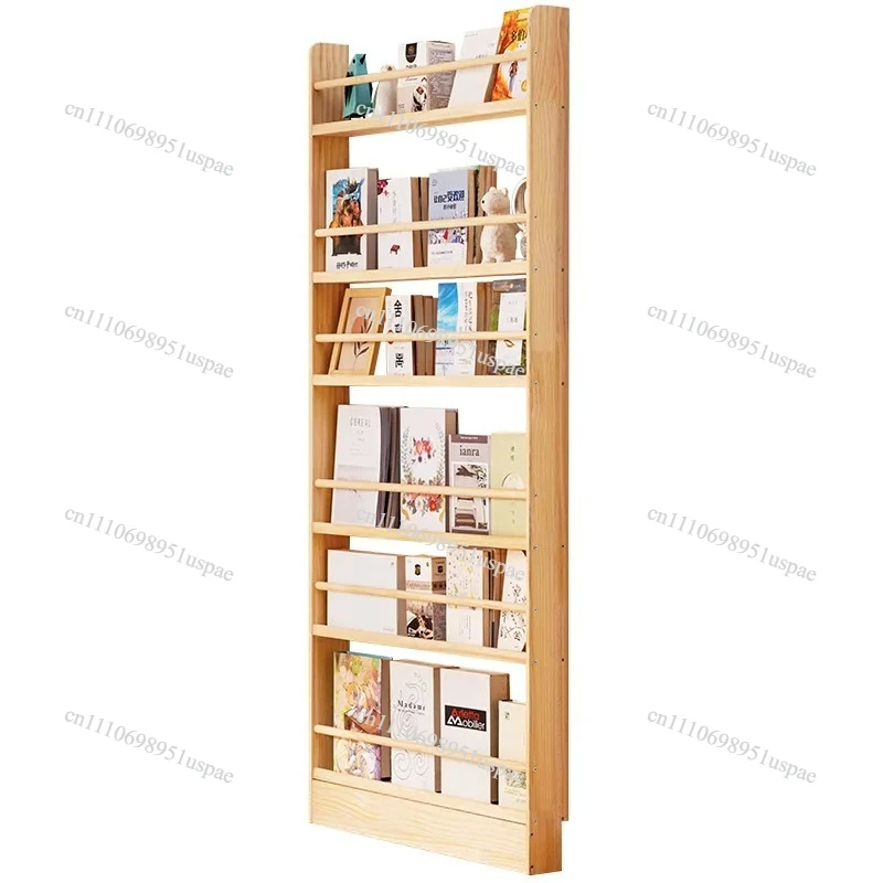 Simple Solid Wood Bookshelf Household Floor-to-ceiling Picture Book Shelf Wall Shelf Living Room Storage Bookshelf