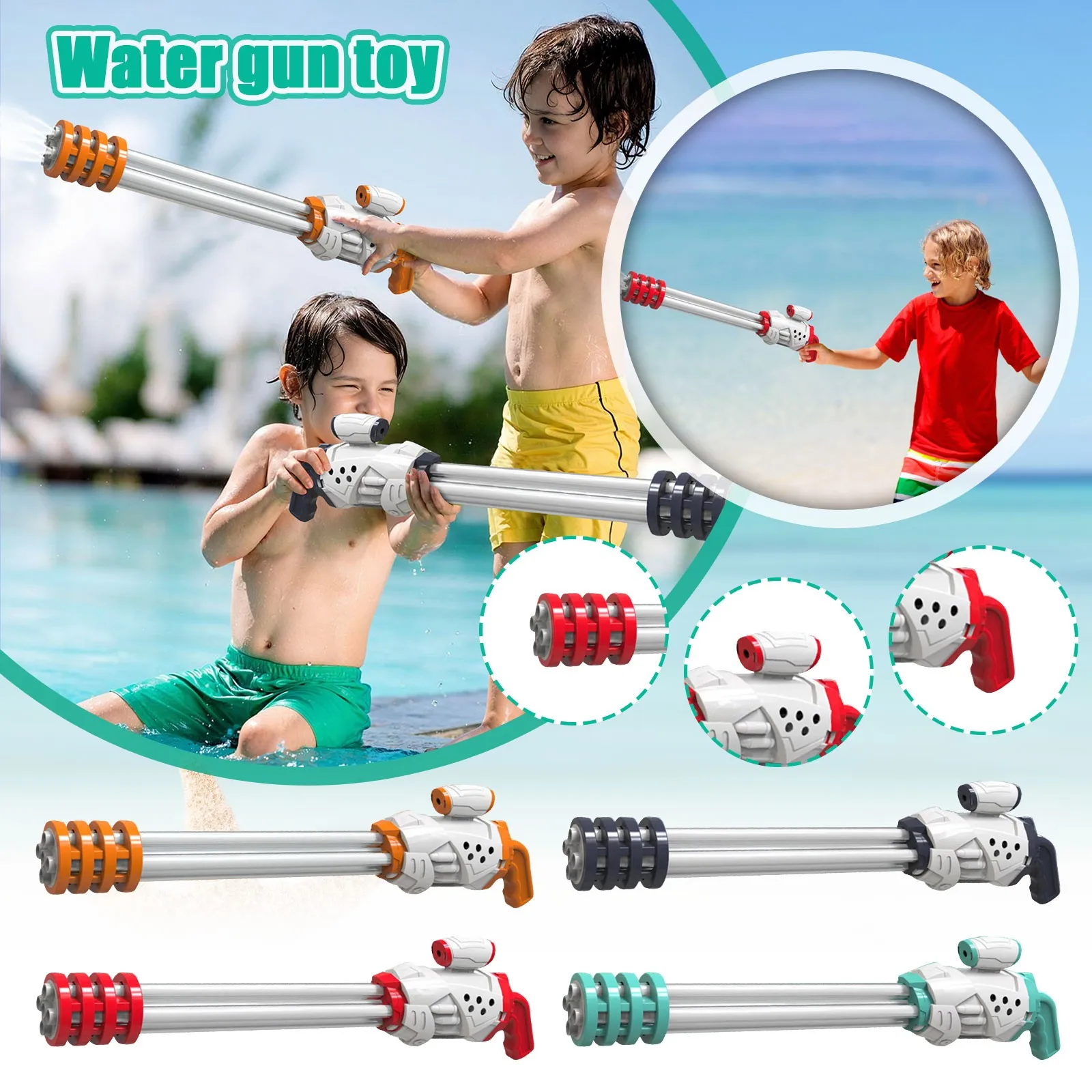Outdoor Fun Summer Pulling Type Water Cannon Swim Sprayer Toy For Kids Beach Water Fight Interactive Water Shooter Toy Gift view 2