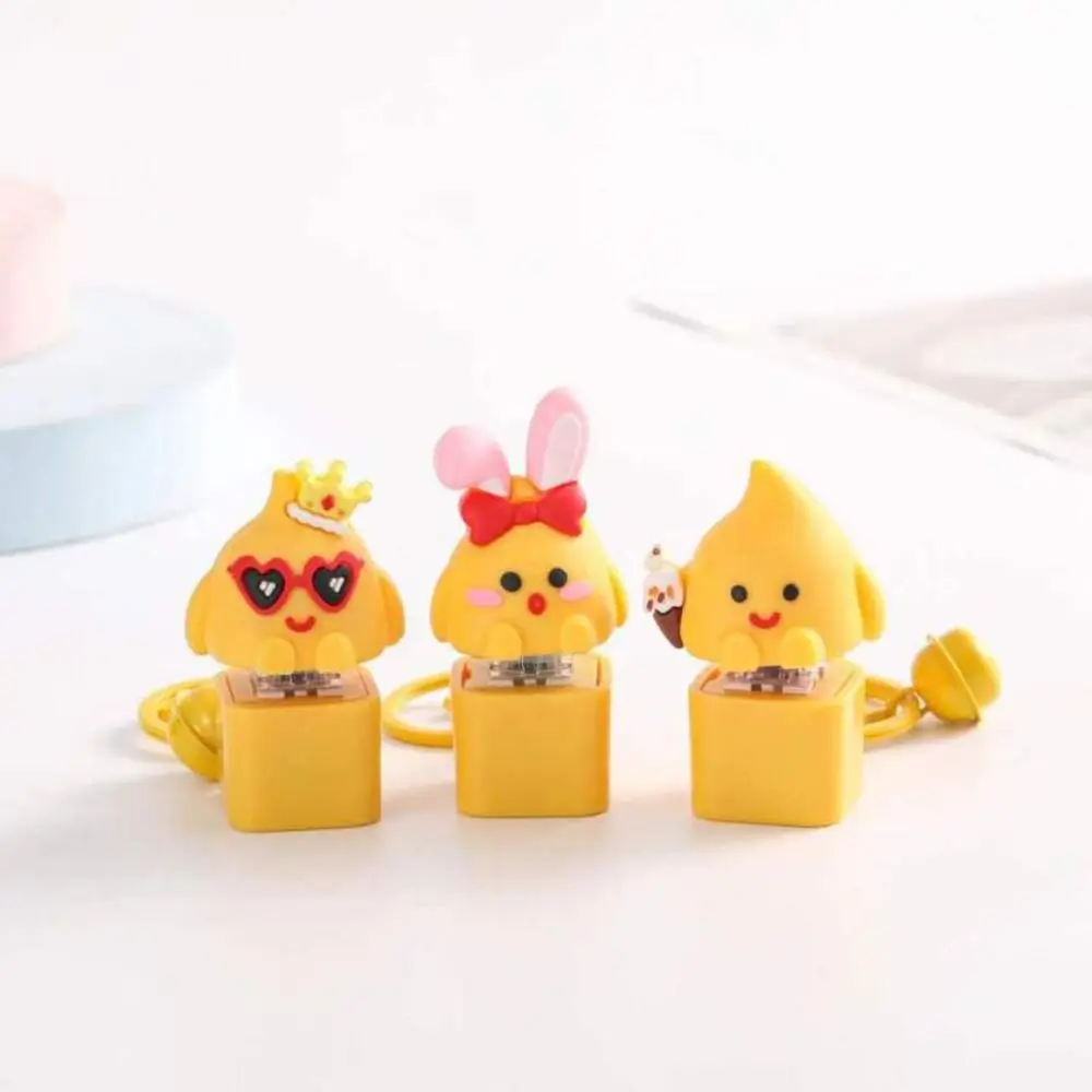 Yellow Chick Wooden Fish Keyboard Keychain Luminous Electronic Mechanical Keyboard Keychain Axle Tester Colorful Light