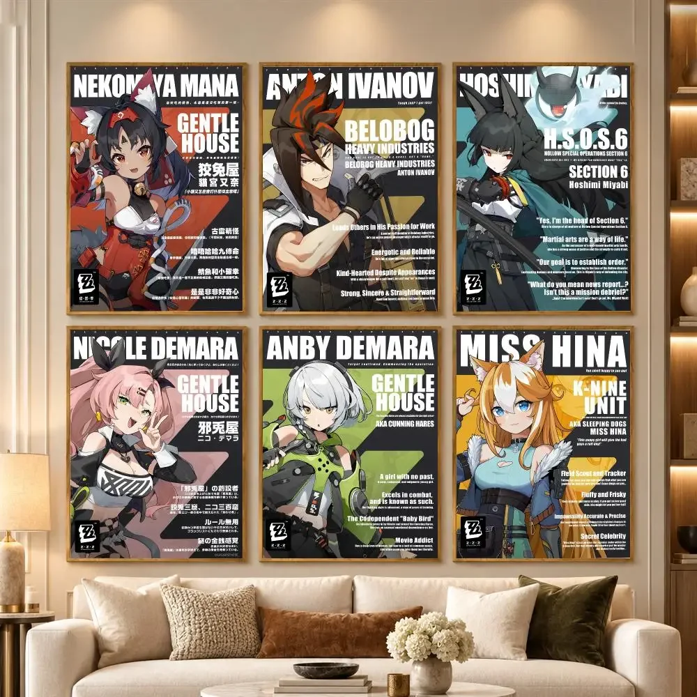 game Zenless Zone Zero ZZZ Poster Wall Art Stickers Self Adhesive Mural Decals for Bedroom Living Room Apartment Home Decor Gift