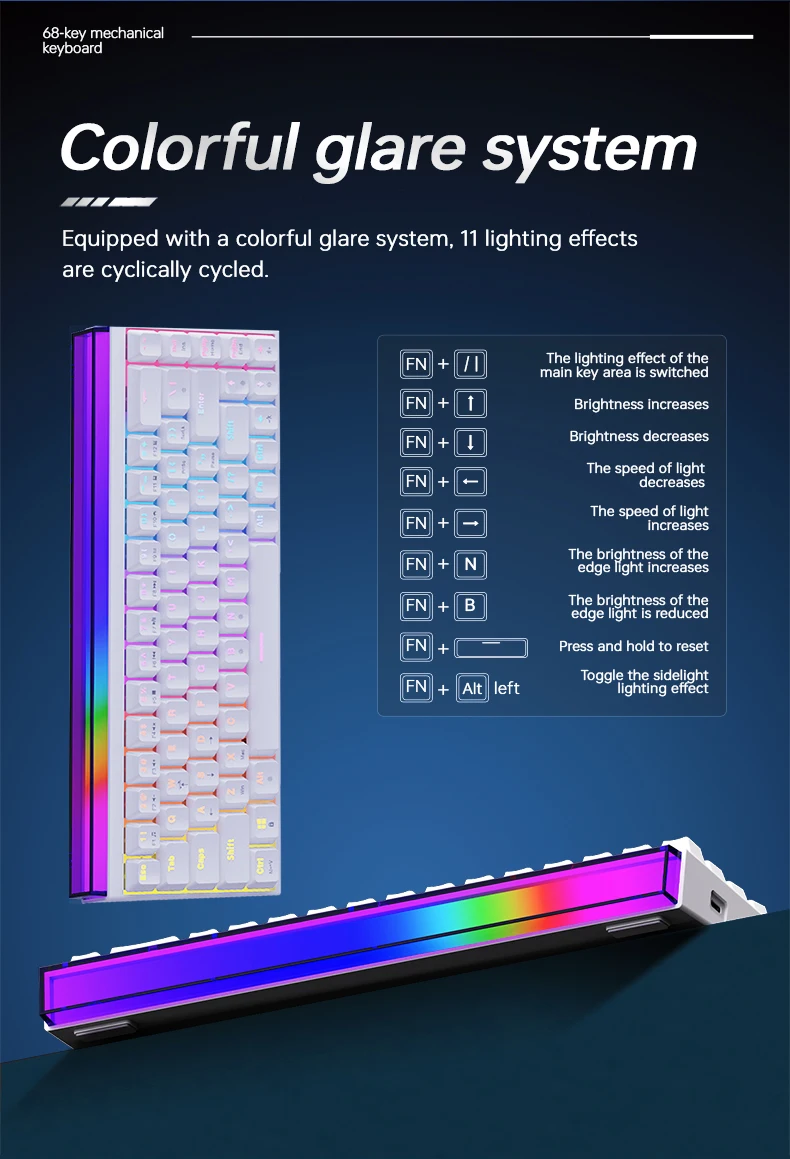 AJAZZ NK68-68% Konfigurierbare Kabelgebundene Mechanische Tastatur, mit RGB-Beleuchtung, Hot-Swap-fähige Gaming-Tastatur – Detail 6