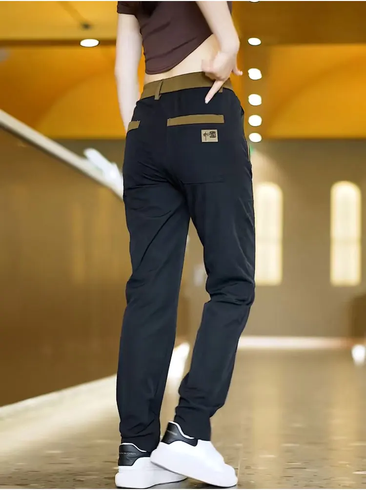 Neue Freizeithose für Herren im chinesischen Stil – Frühling/Herbst, mittelhoher Bund, elastisch, gerade geschnitten, bequem, atmungsaktiv, Sportmarke – Detail 6