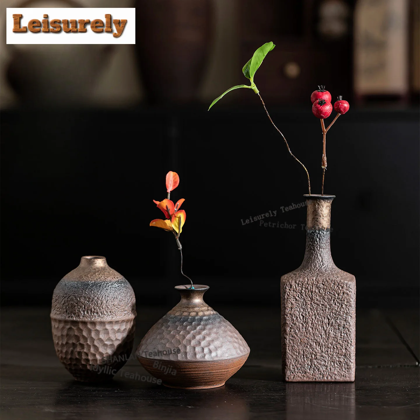 Gilt Retro Roasting Malleolar Stria Vase Zen Cachepot Home Decorations Plant Pot Household Flowerpot Desktop Equipment Craft