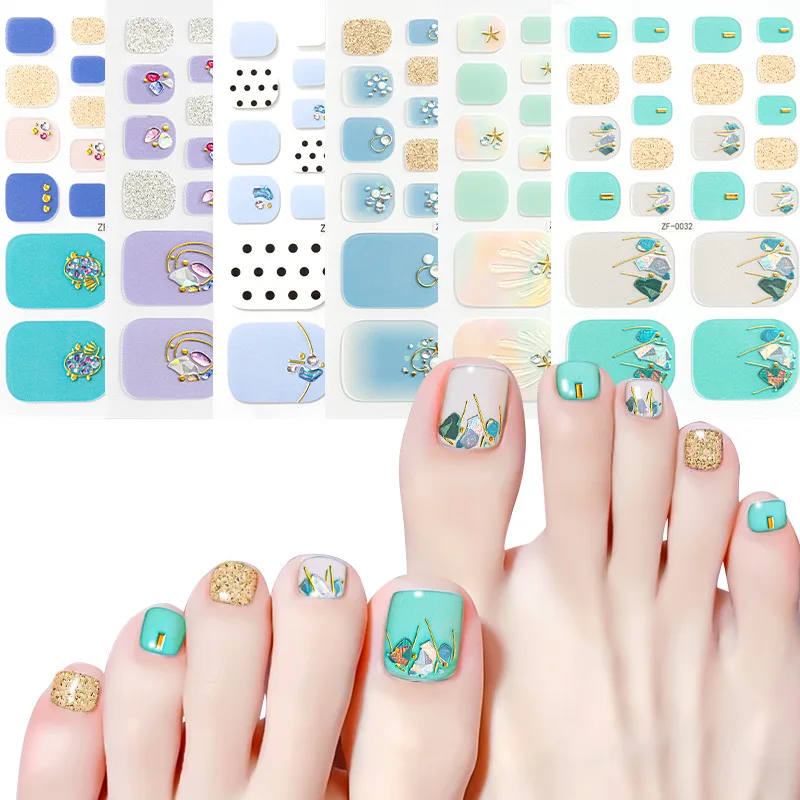 Top Nail Summer Shell 3D Drill Top Nail Top Nail Sticker Three-dimensional Colored Diamond Cute Girl White Waterproof Toe nailds