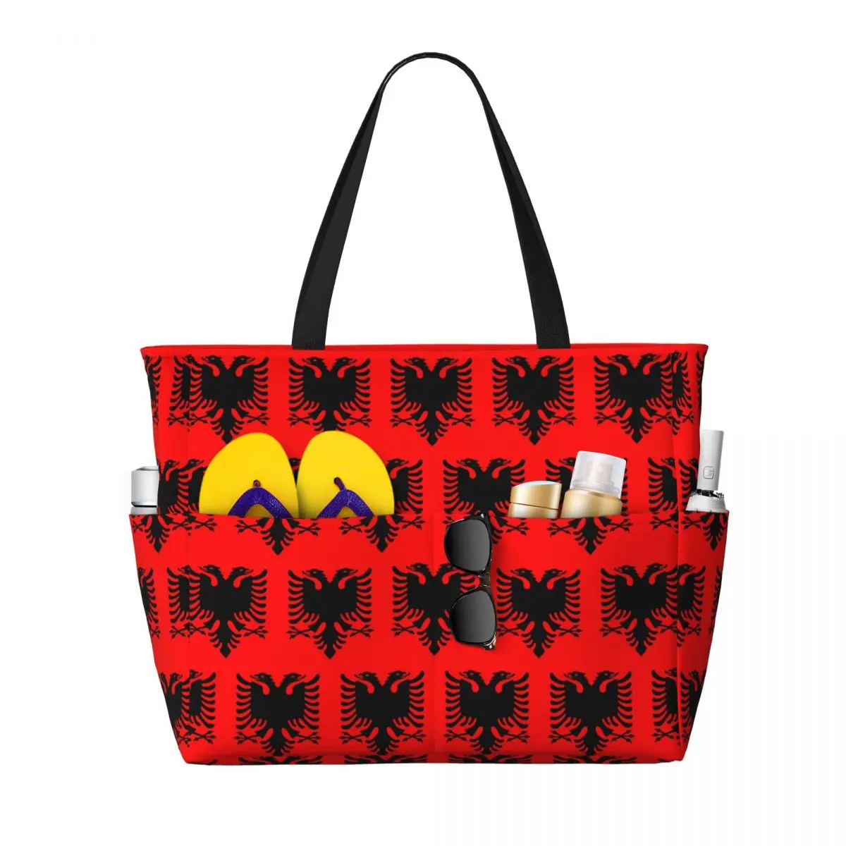 Flag Of Albania Beach Tote Bag Sport Gym Yoga Duffle Large Tote Bag Women Travel Bag Fitness bag