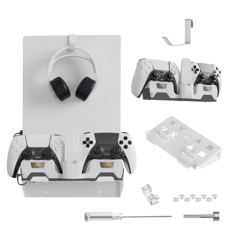 White Metal Wall Mount Bracket Designed Gaming Console,Display Stand for Game Console Controller Mounts,