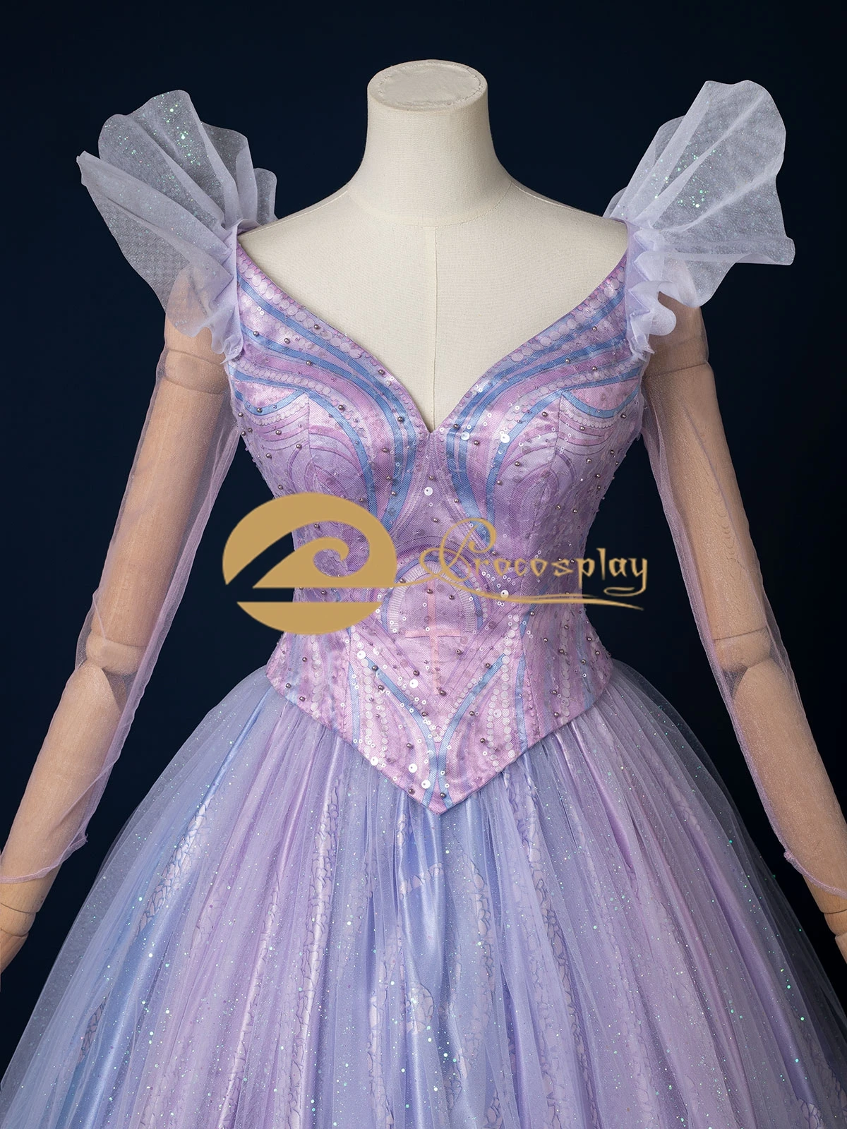 Glinda Cosplay Costume Purple Blue Outfit Top and Skirt for Women Halloween Role Play - Image 5