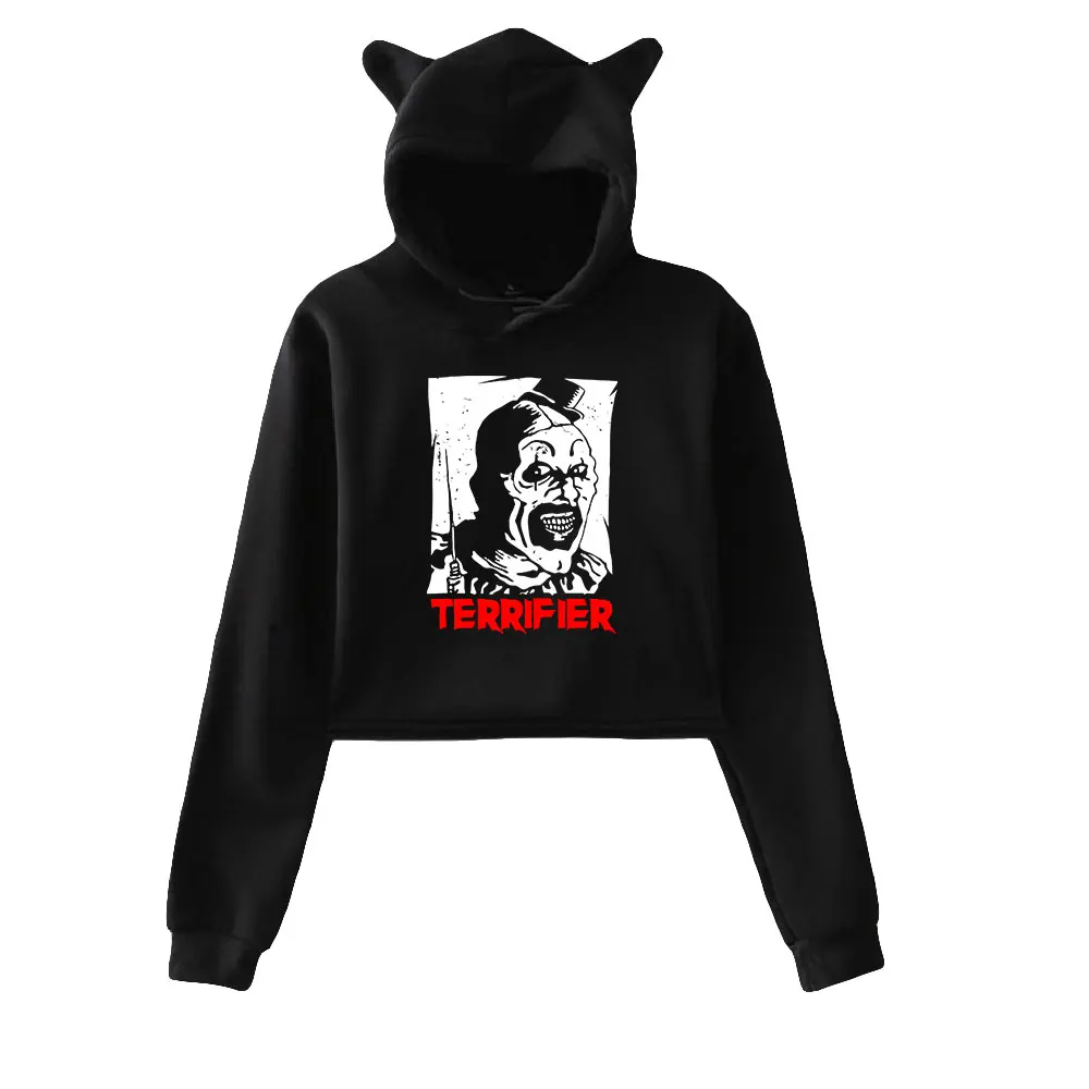 TERRIFIER 2 Merch Cat Cropped Hoodies Women/Girl Hooded Crop Tops Loose Sweatshirt TERRIFIER2 Hooded