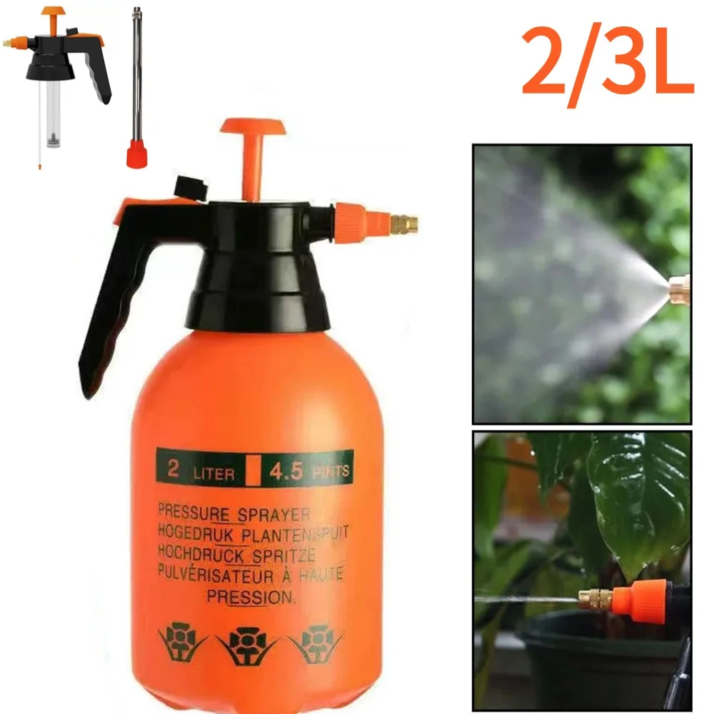 3/2L Hand Pressure Sprayer Spray Bottle Garden Sprayer Head & Metal Extended Nozzle for Watering Cleaning Disinfection Sprayers
