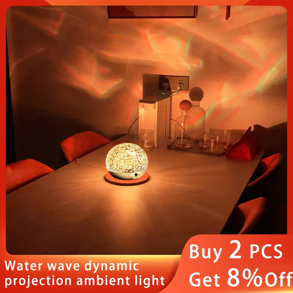 

Water Wa ve Dynamic Projection Ambient Light Rotating Dynamic Water Ripple Ball Projection Lamp Creative Romantic Sunset Lamp