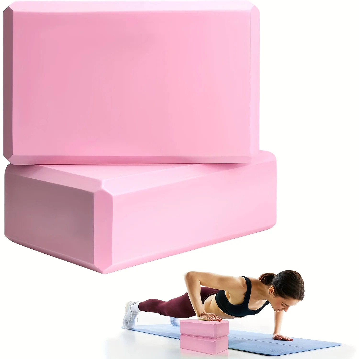 2 Stück Gym-Schaumstoffblöcke Trainings- und Fitnessgeräte Tanz-Yoga-Hilfsmittel Dehn- und Körperformungswerkzeug EVA Yoga-Blöcke – Detail 1