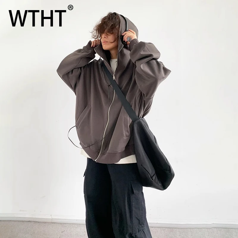 

WTHT Vintage Men's Solid Color Spliced Badge Design Loose Coats Fashion 2025 Autumn Japanese-style Casual Jackets Male 2A1756