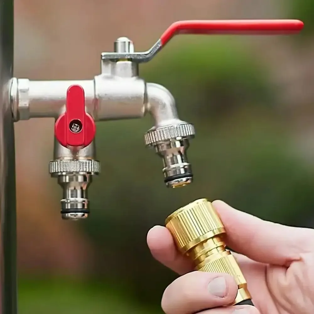 Zinc Alloy Garden Bibcock 1 Inlet 2 Outlet Dual Nipple Outdoor Balcony Faucet Industrial Home Irrigation Water Valve Wall Faucet