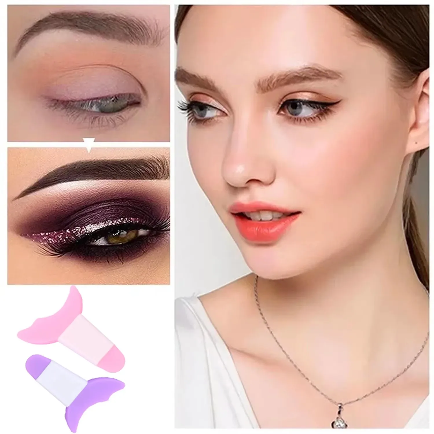 3-in-1 Silicone Eye Makeup Assistant Tool - Mascara Shield, Eyeliner Guide & Detachable Eyeshadow Applicator Eye Makeup Brushes
