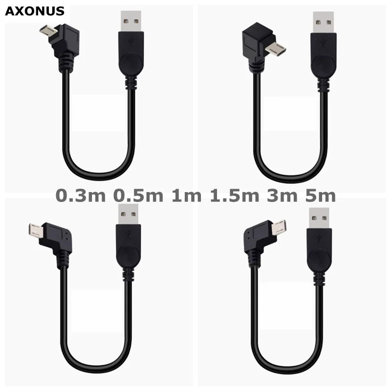 For Huawei Samsung Mobile Phone MP3 MP4 Power Bank Car Data Cable 30cm 50cm 1m 3m 5m 90 Degree Micro USB 2.0 Elbow Data Cable