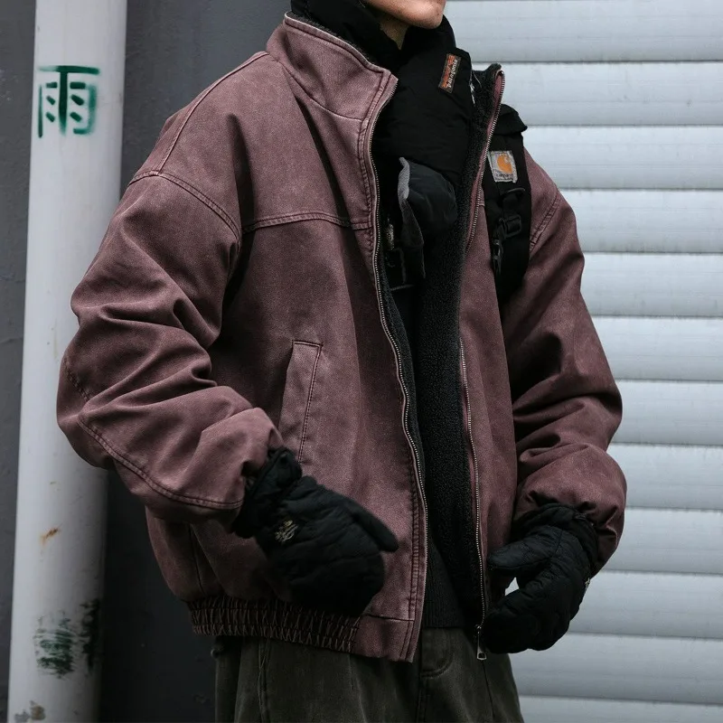 New Solid-color American Retro Streetwear Lapel Casual Cool and Stylish Versatile Outerwear for Men Autumn Winter Fashion Coat