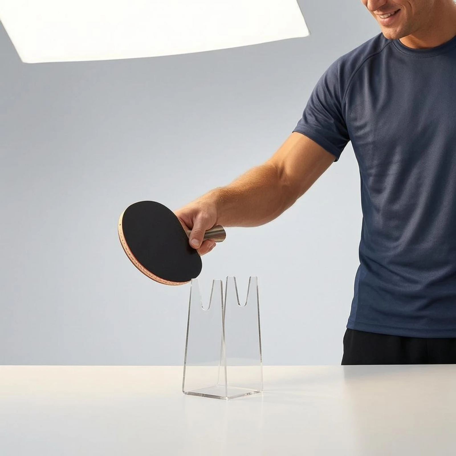 

Table Tennis Racket Stand Clear Table Tennis Paddle Display Stand Table Tennis Paddle Holder Easy to Clean Sports Gear Sturdy