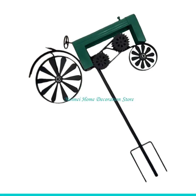 H7BF Rural Iron Tractor Windmill Ground Stake Yard Decoration For Outdoor Garden Art Craft for Flowerbed Landscape Decors