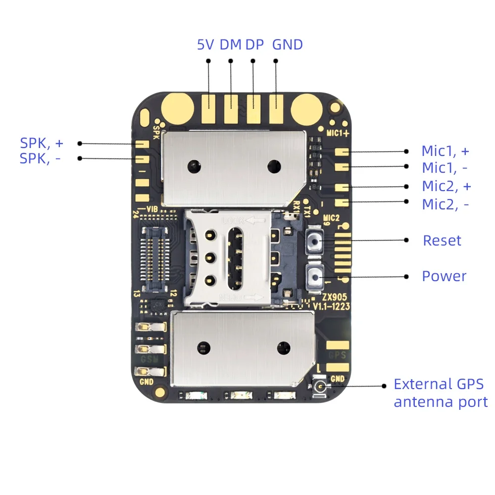 4G ZX905 Mini GPS Tracking Module LTE CATPCBA Chip Anti Loss Alarm Tracking Device