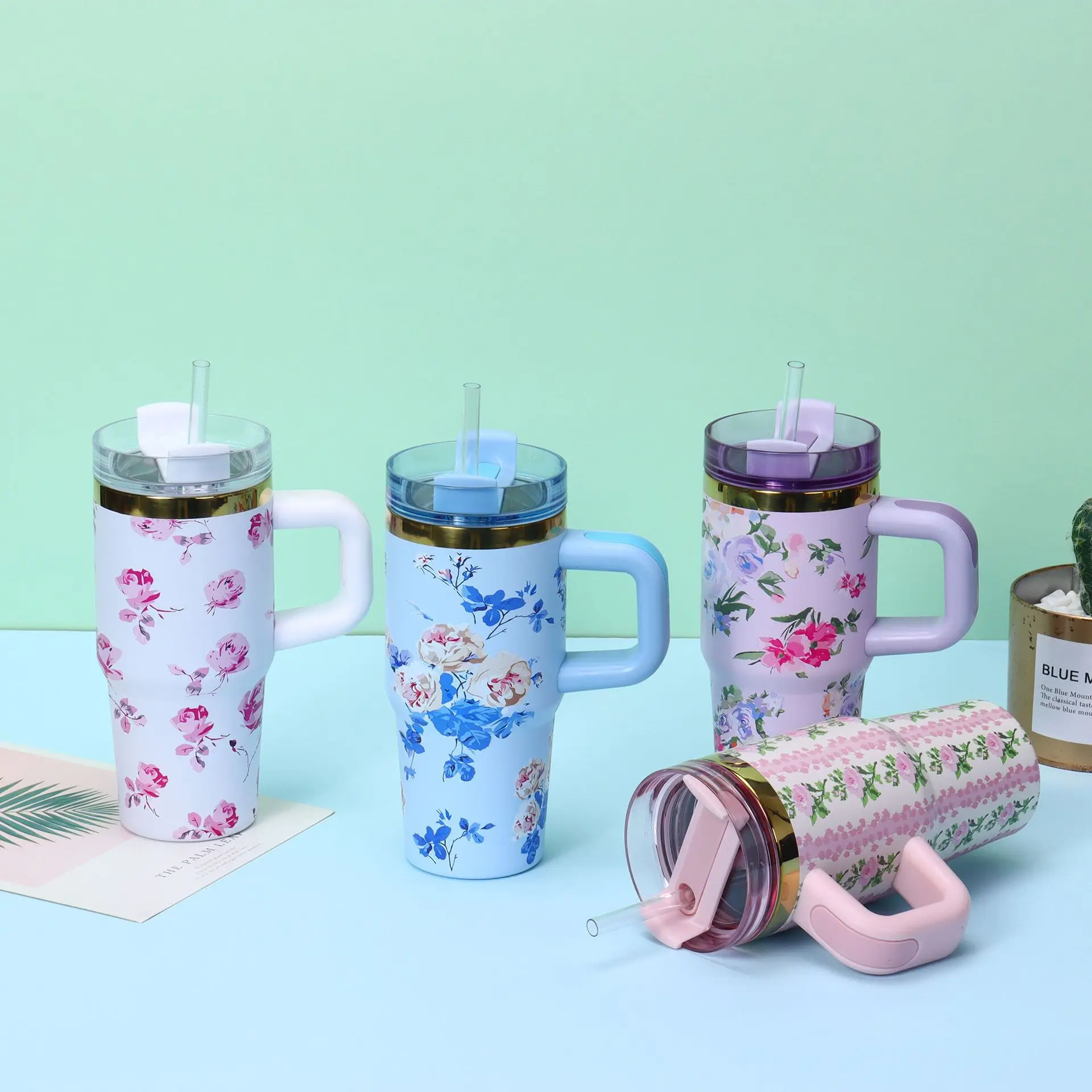 14oz Car Cup 304 Stainless Steel Insulated Travel Tumbler with Handle Straw Lid & Cold Retention for Vehicle, Office, Gifts - view 2