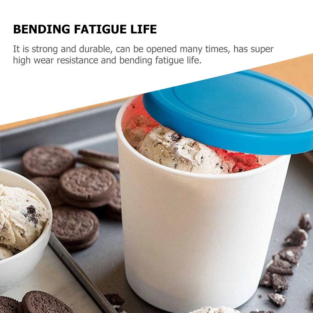 

3Pcs Ice Cream Buckets Round Sealed Lidded Containers Multipurpose Storage for Yogurt Homemade Dessert Kitchen