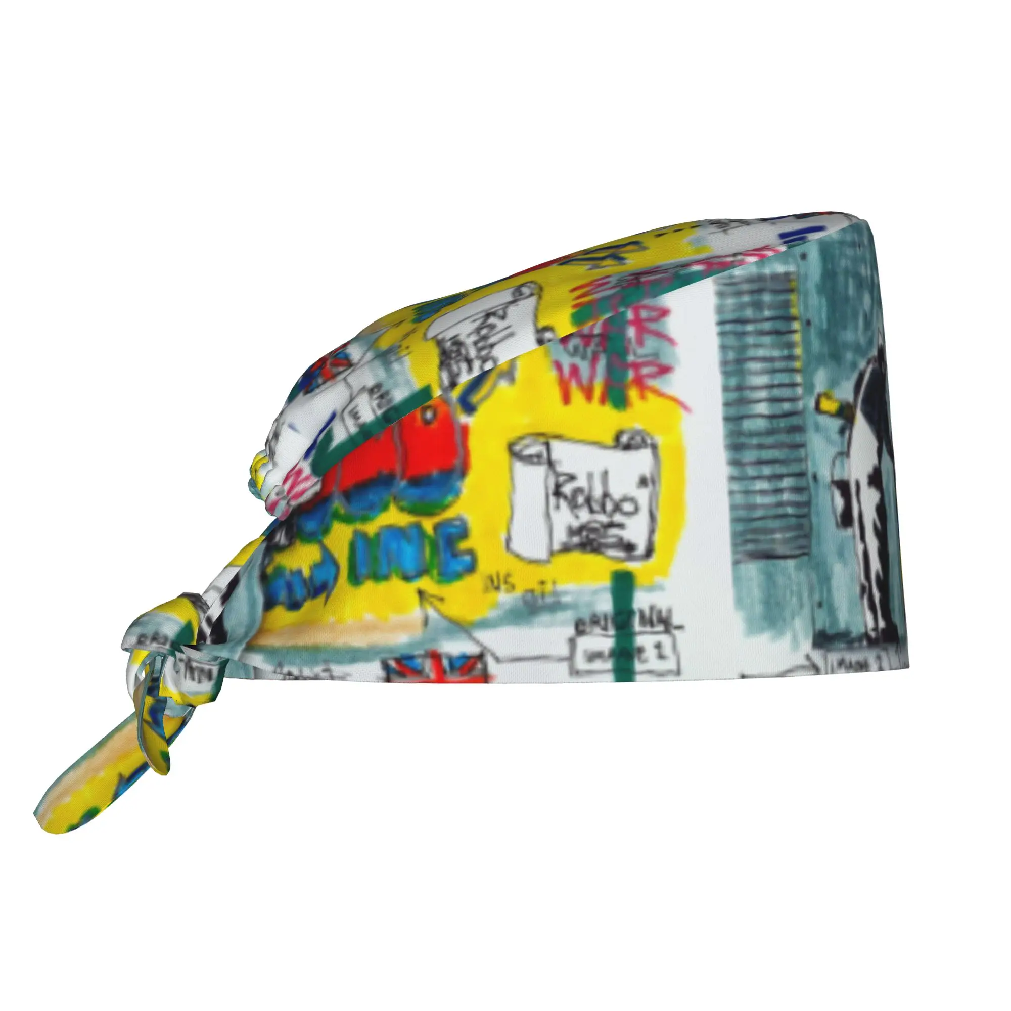 Custom Graffiti War Banksy Cleaning Working Cap Cool Men Women Street Art Scrub Cap Surgicals Hat Nurse Scrubs Hat For Dentist
