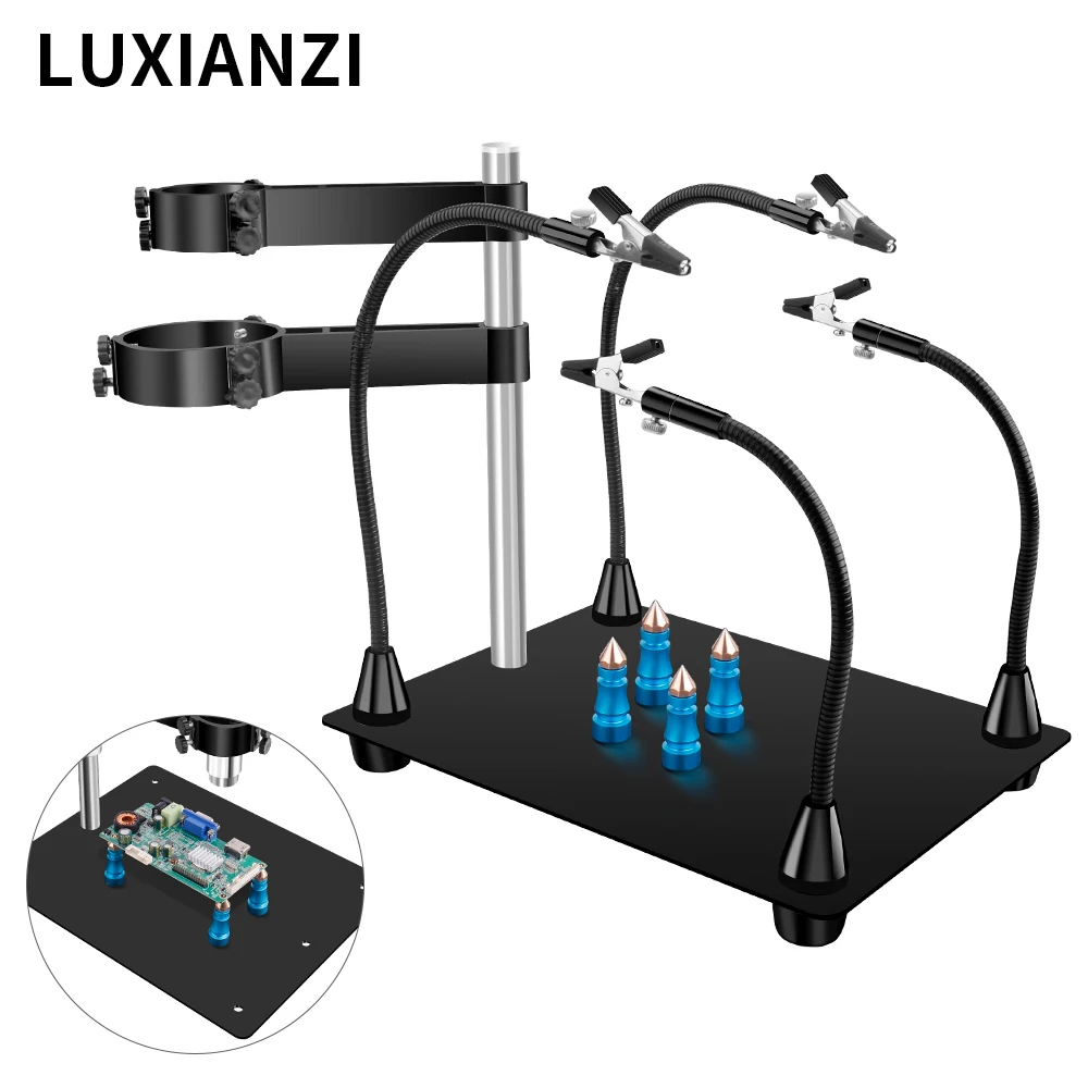 

LUXIANZI 3 IN 1 Hot Air Gun Frame Third Pana Hand For Rework Station Weld Repair Soldering Tool Heat Gun Stand Helping Hands