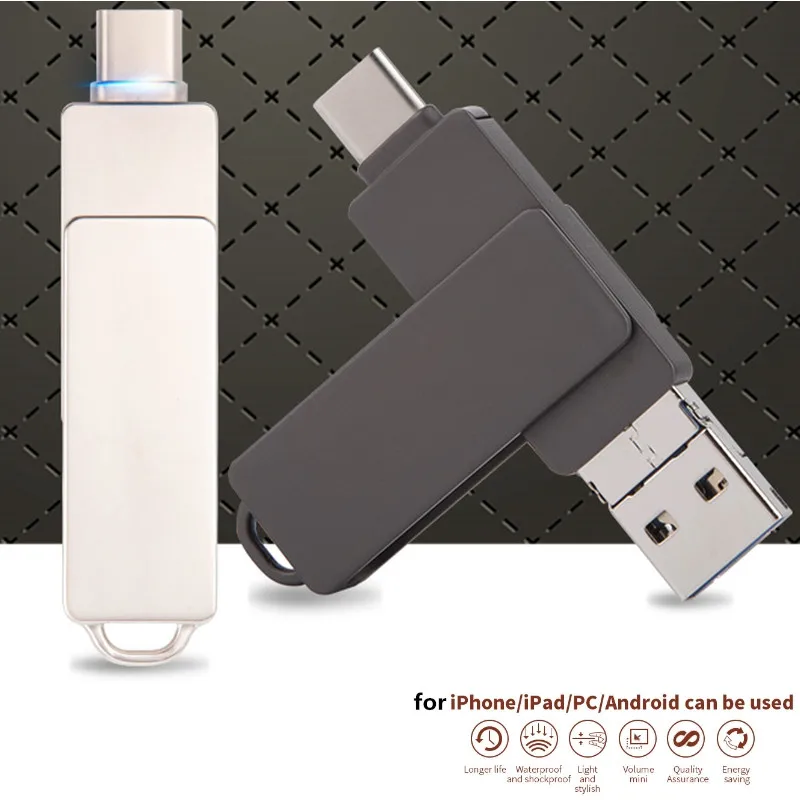 

High Speed 4in1 Flash Drive 512G 256G 1TB 2TB For iPhone/ipad/Android/TYPE-C/ Pen Drive USB3.0