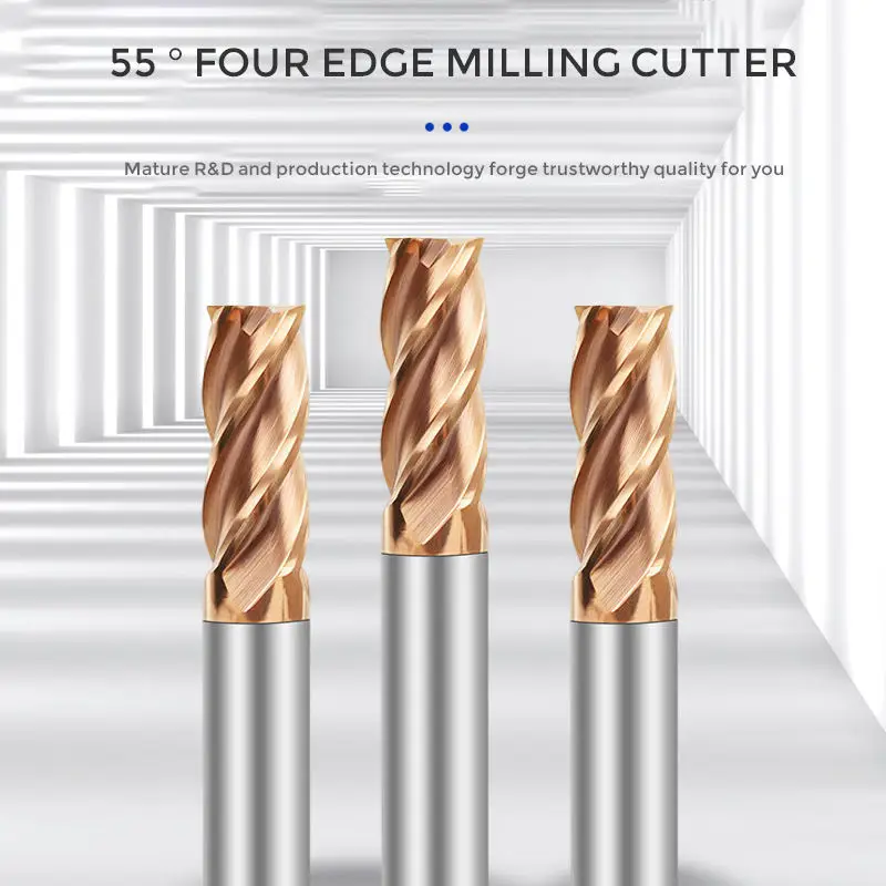 HRC55 4 Fluiten Wolfraamcarbide Frees Frees CNC Tool Legering Coating Platte Frees 1-20 Voor Metaal staal Verwerking