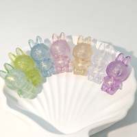 6pcs acrylic transparent luminous bright rabbit beaded diy mobile phone chain key chain jewelry material accessories