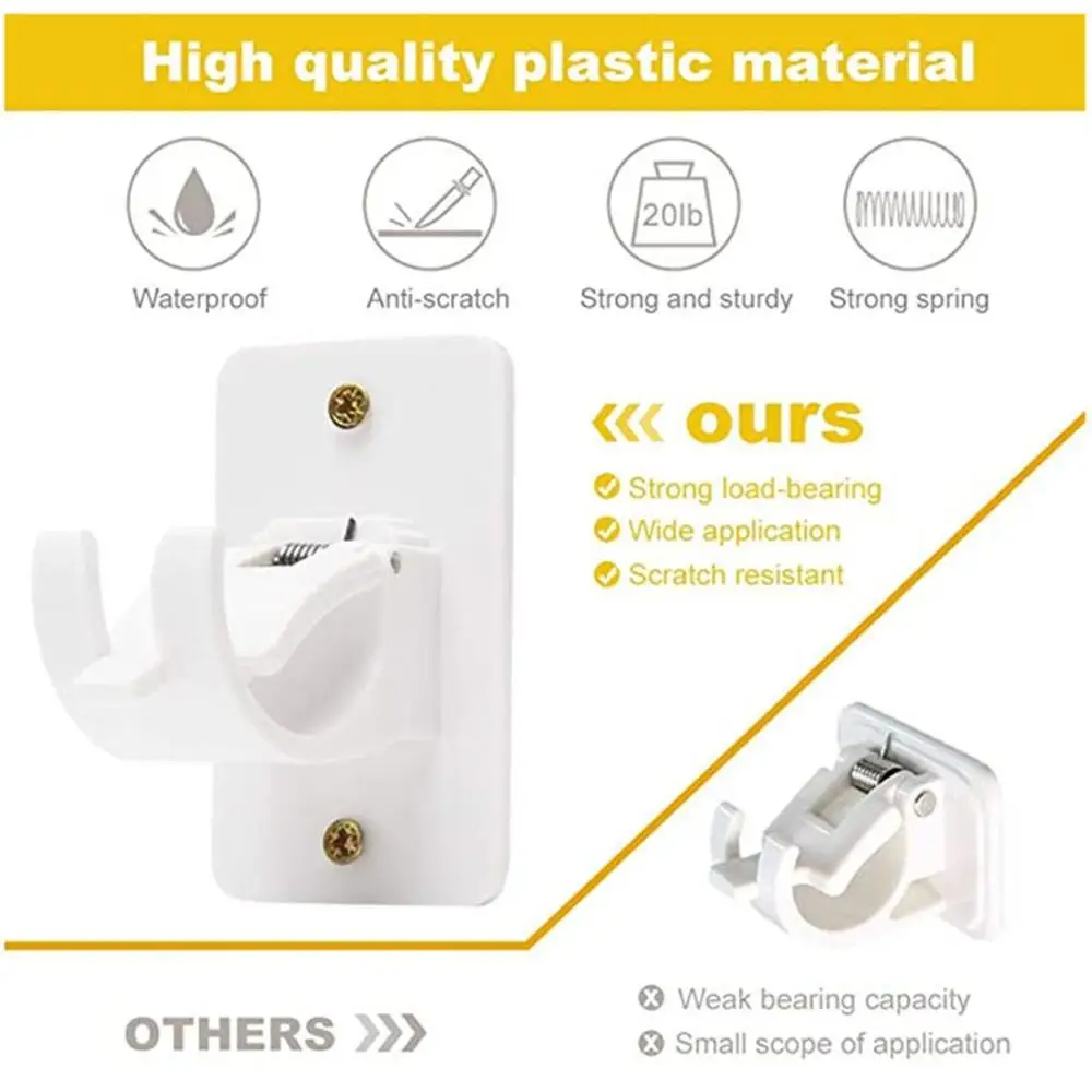 Bathroom Curtain Pole Plastic Screws Wall Hooks Curtain Rod Holder Mounting Bracket Fixing Rod Holder