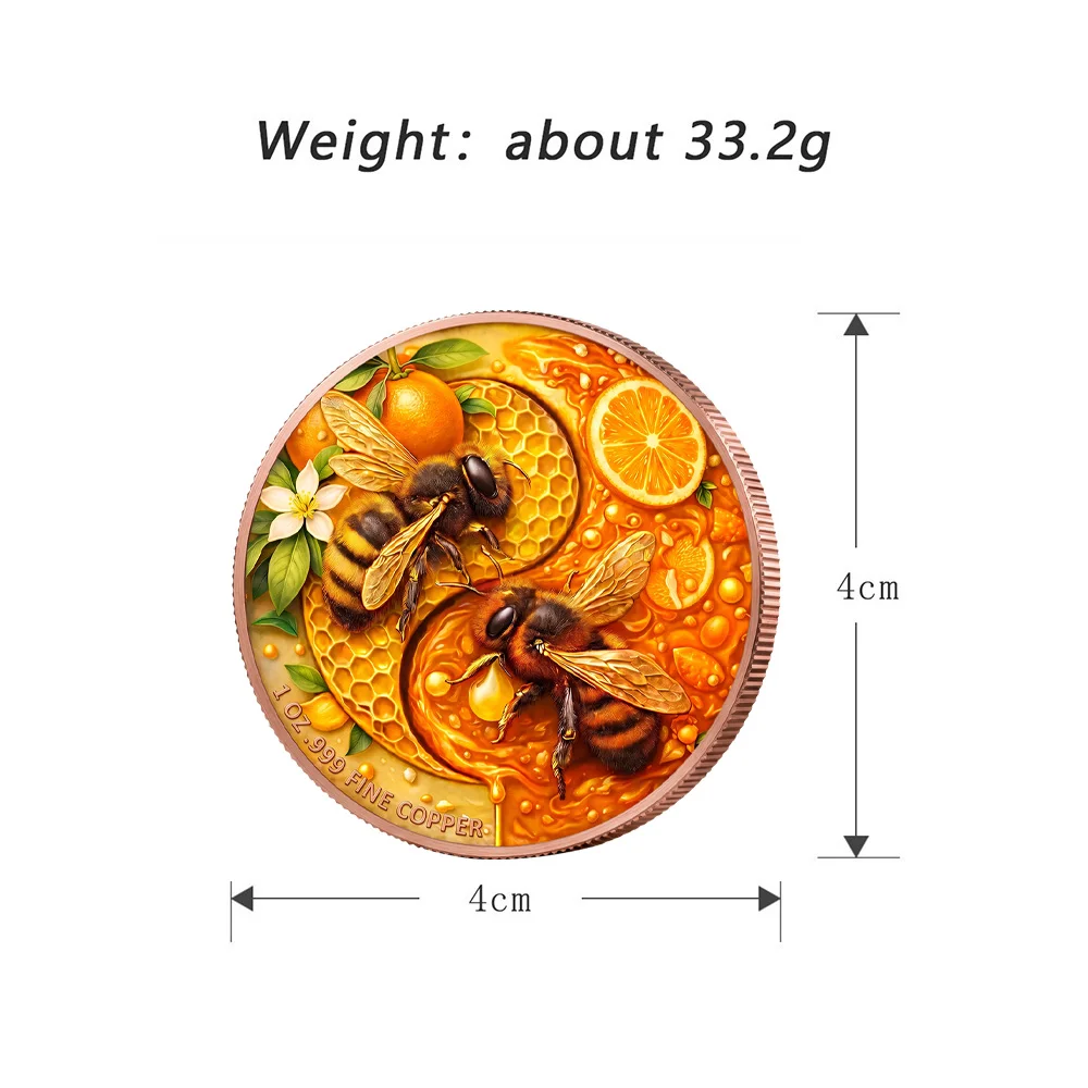 9 Designs 1Oz .999 Fine Copper Honey Bee Blossom Commemorative Coin Honeycomb Medal Insect Theme Home Decor Hobby Souvenir Gift