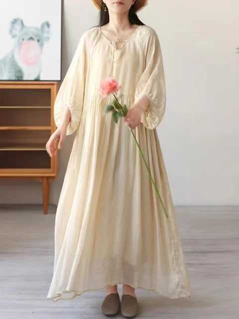 Verão feminino bolha sve linho dr tamanho grande com cinto drapeado dupla camada saia longa cintura alta a linha midi dr